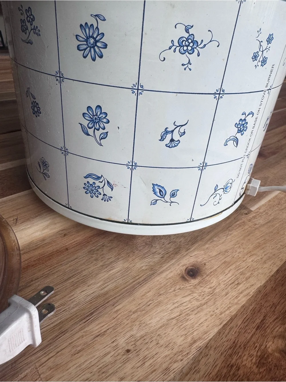 Vintage Rival Crock-Pot 3120 Blue Floral Stoneware Slow Cooker USA w Lid Tested!